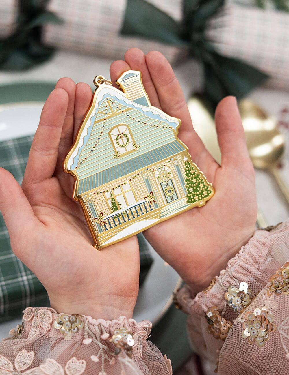 House Enamel Ornament Christmas Ornaments Bespoke Letterpress