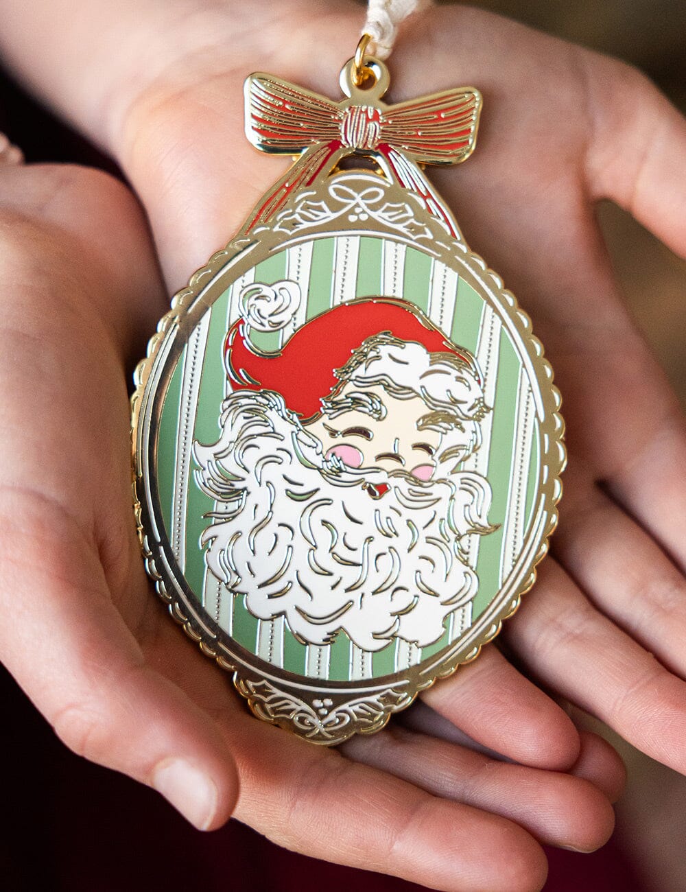Santa Picture Frame Enamel Ornament Christmas Ornaments Bespoke Letterpress