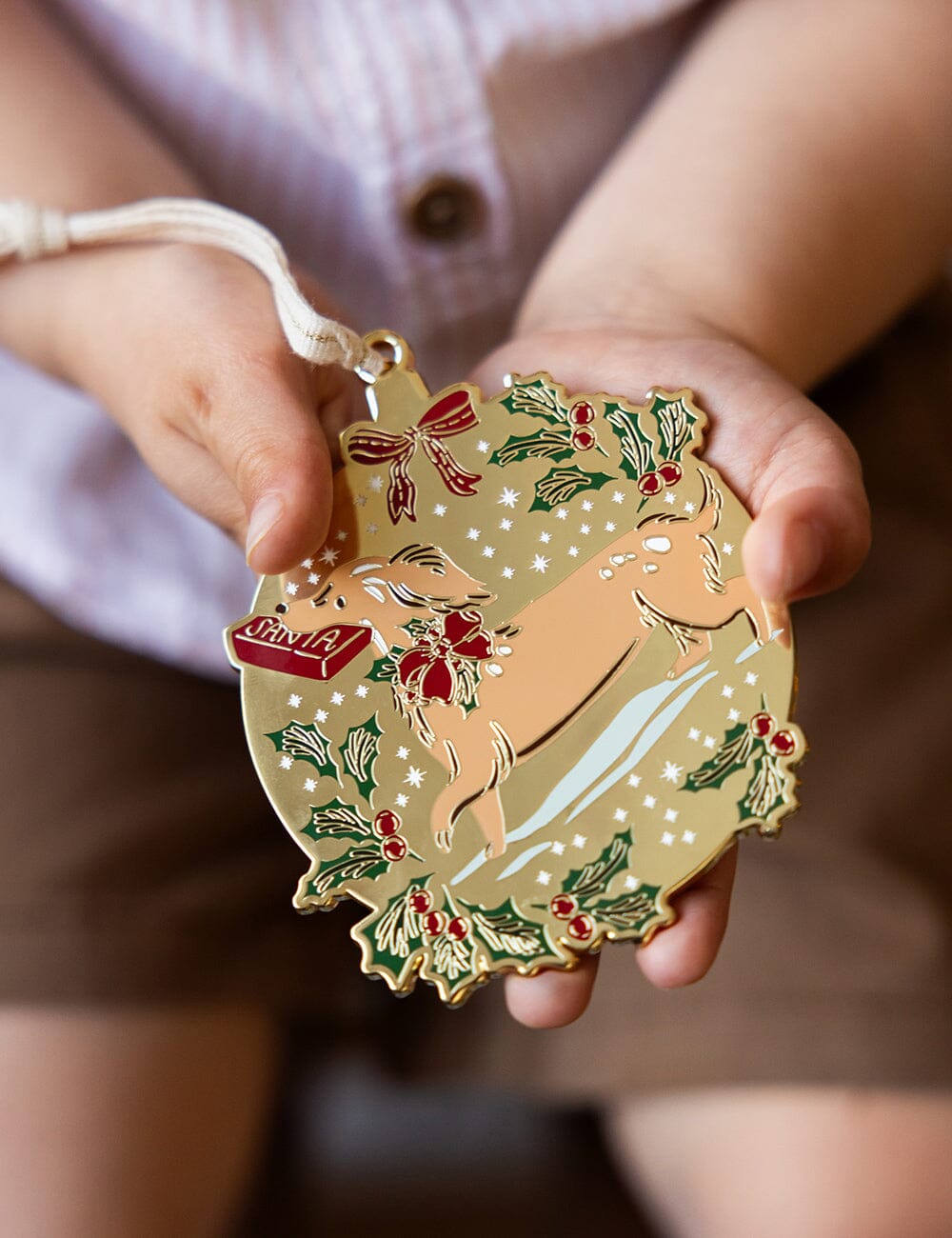Christmas Dog Enamel Ornament Christmas Ornaments Bespoke Letterpress