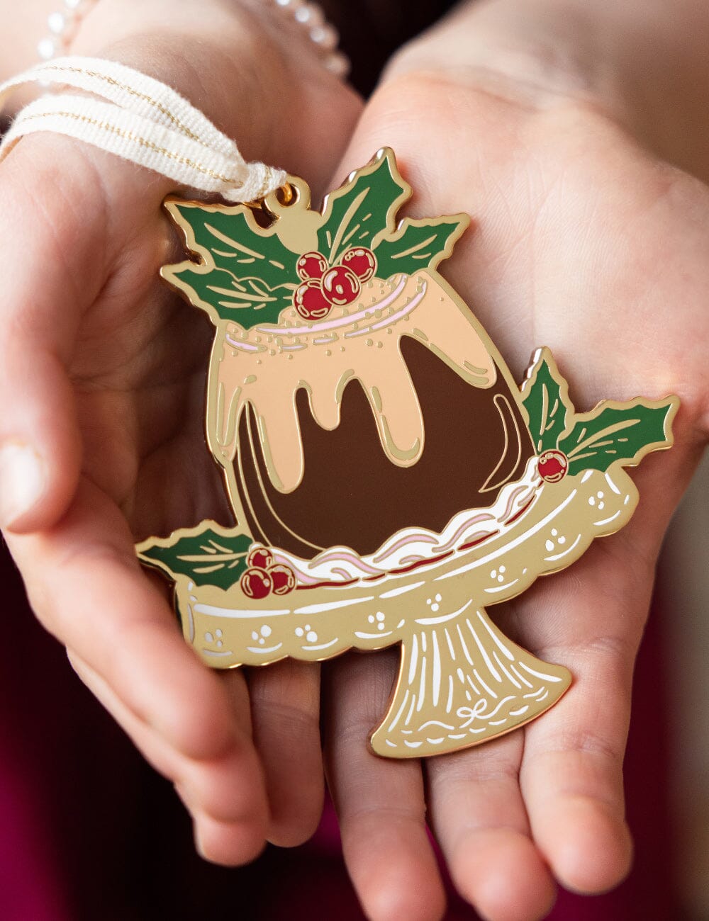 Christmas Pudding Enamel Ornament Christmas Ornaments Bespoke Letterpress