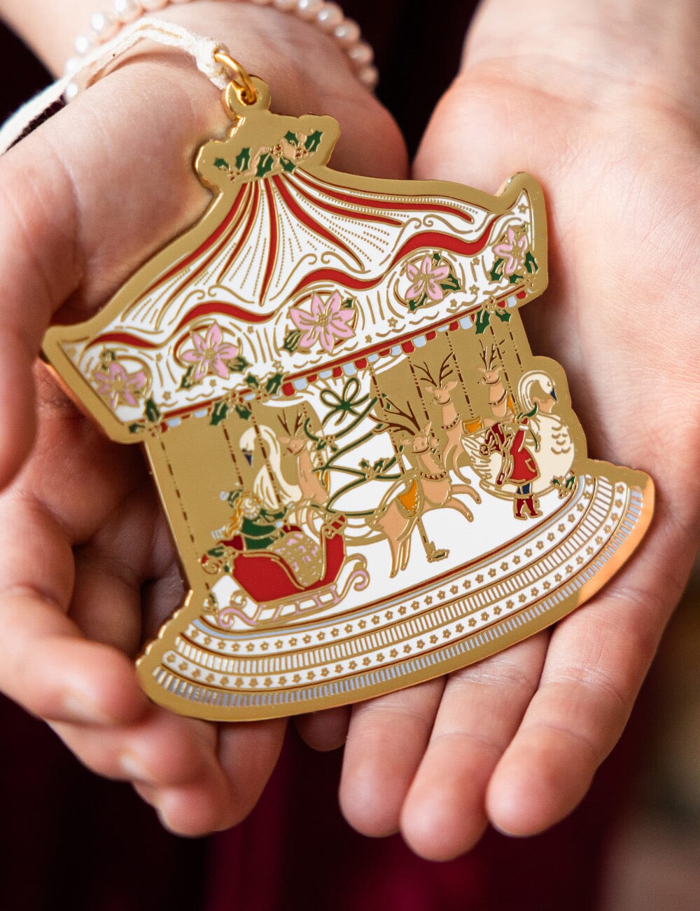 Christmas Market Carousel Enamel Ornament Christmas Ornaments Bespoke Letterpress