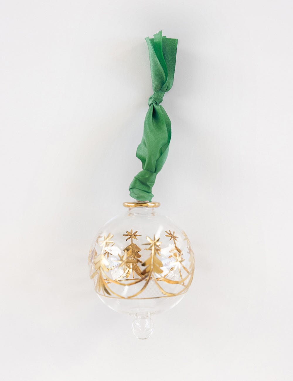 Ornament Glass Round Christmas Tree (Green Ribbon) Christmas Ornaments Bespoke Letterpress