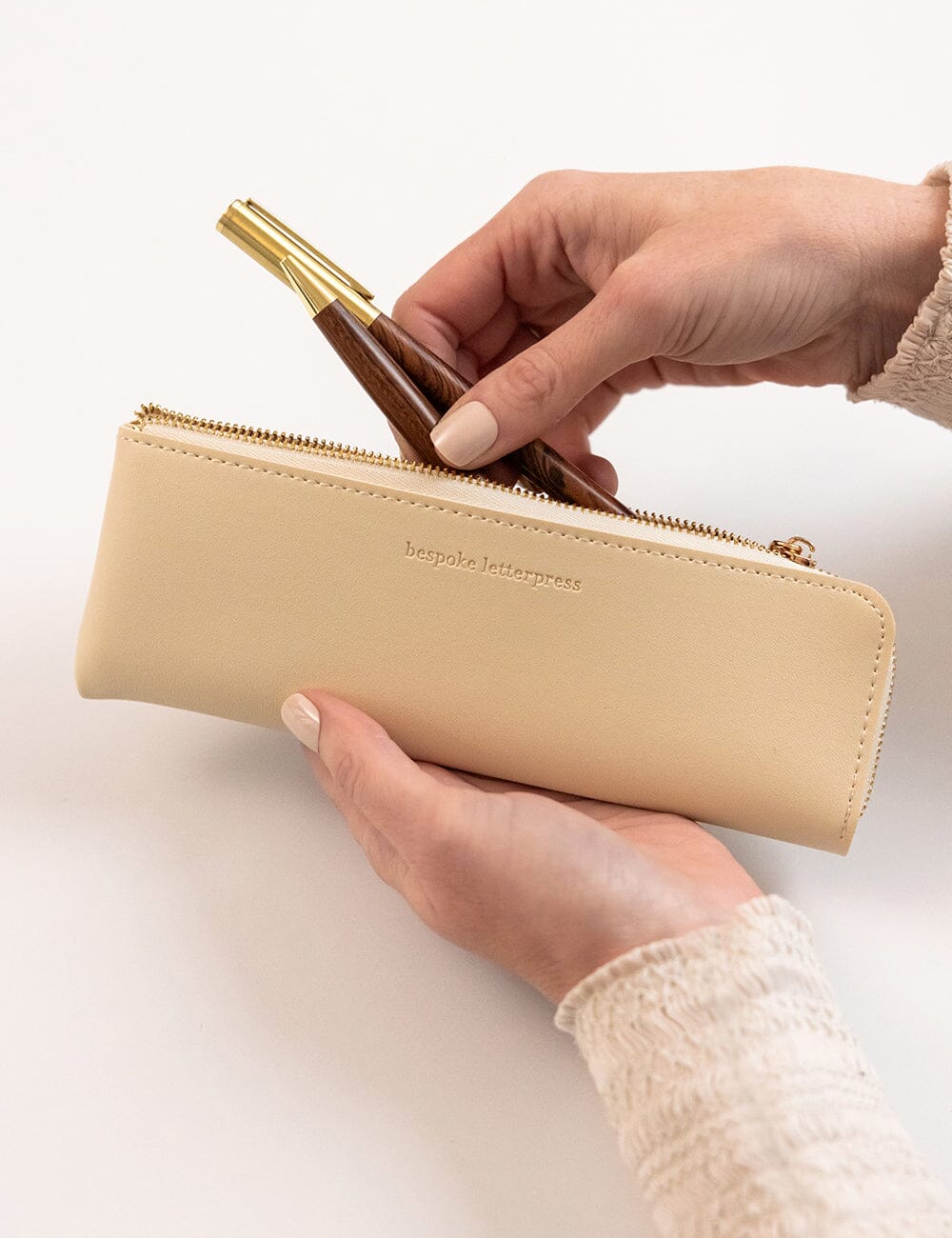 Pencil Case Slim - Ivory Pencil Case Bespoke Letterpress