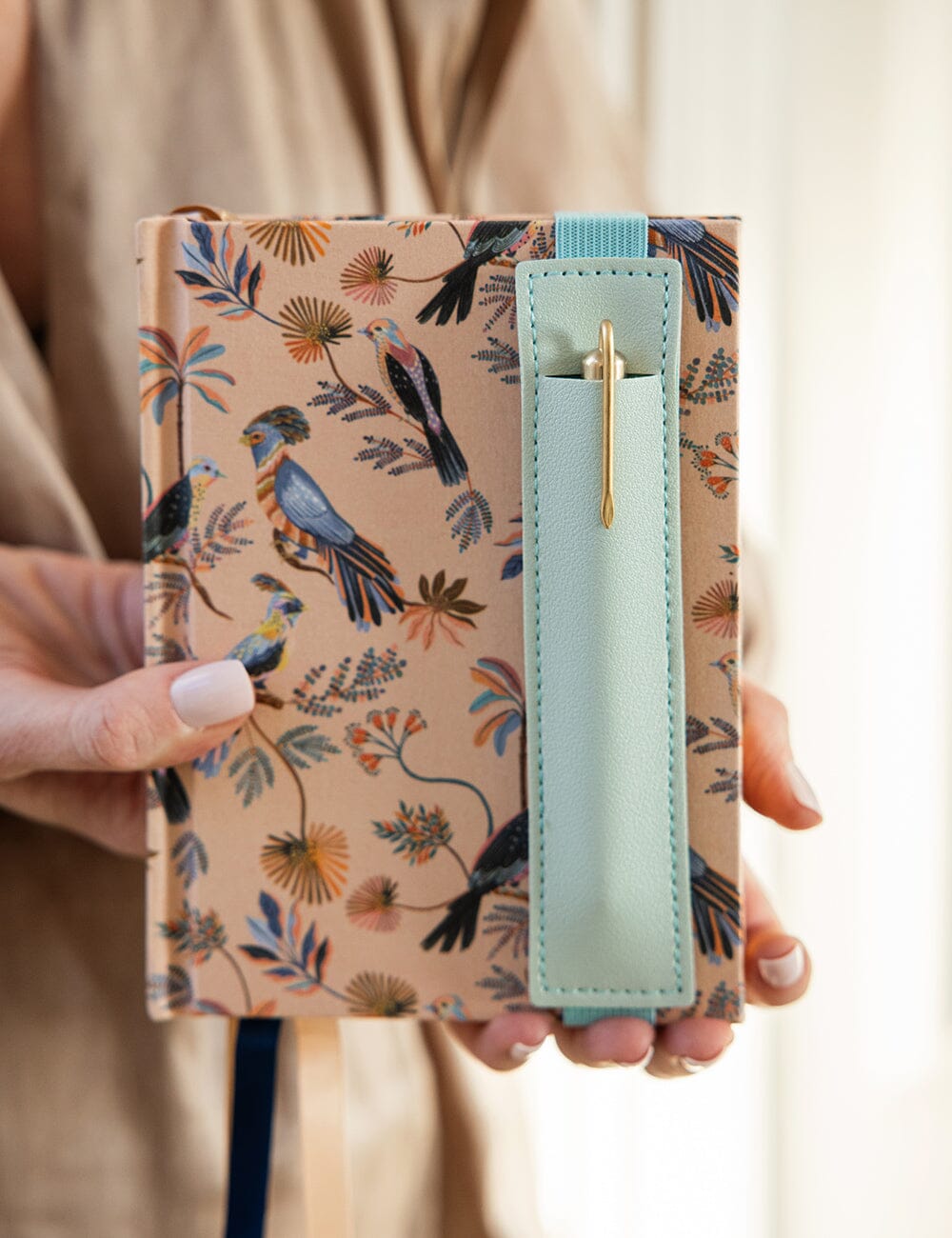 Elastic Pen Holder - Aqua Elastic Pen Loops Bespoke Letterpress