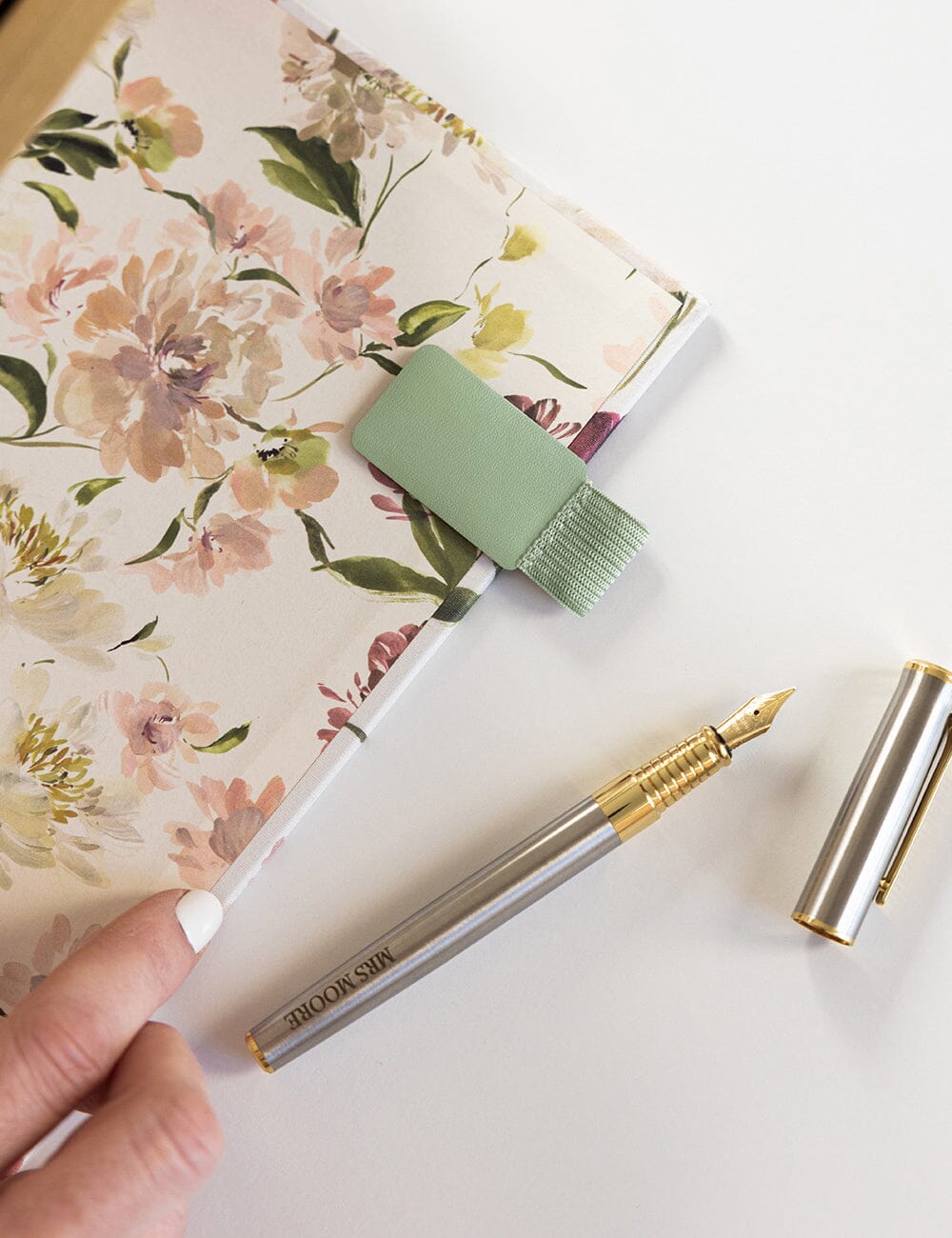 Adhesive Rectangle Pen Loop - Sage pen loop Bespoke Letterpress