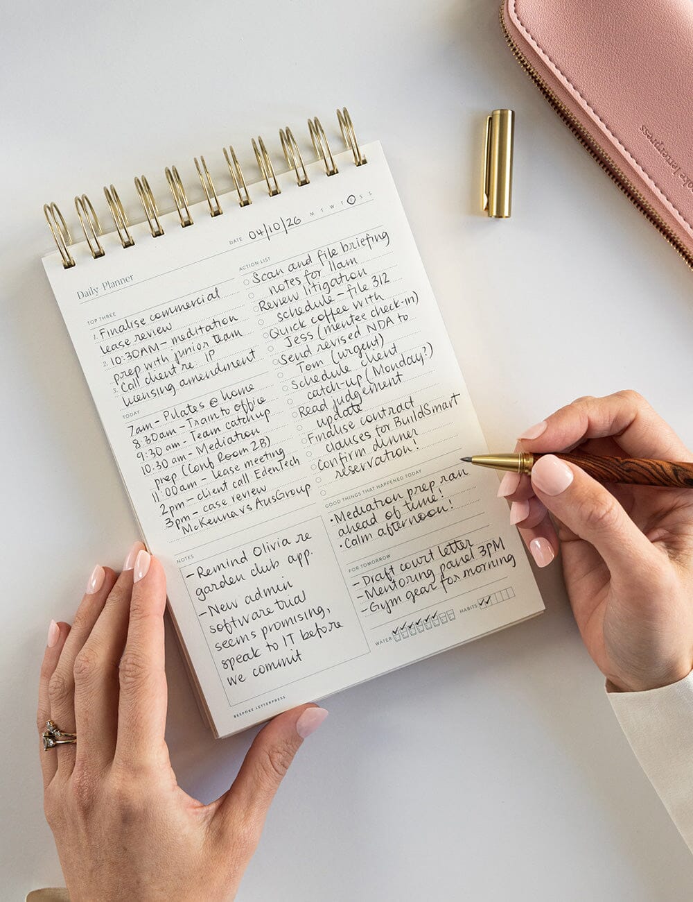 Daily Planner Ringbound Notepad Notebooks Bespoke Letterpress