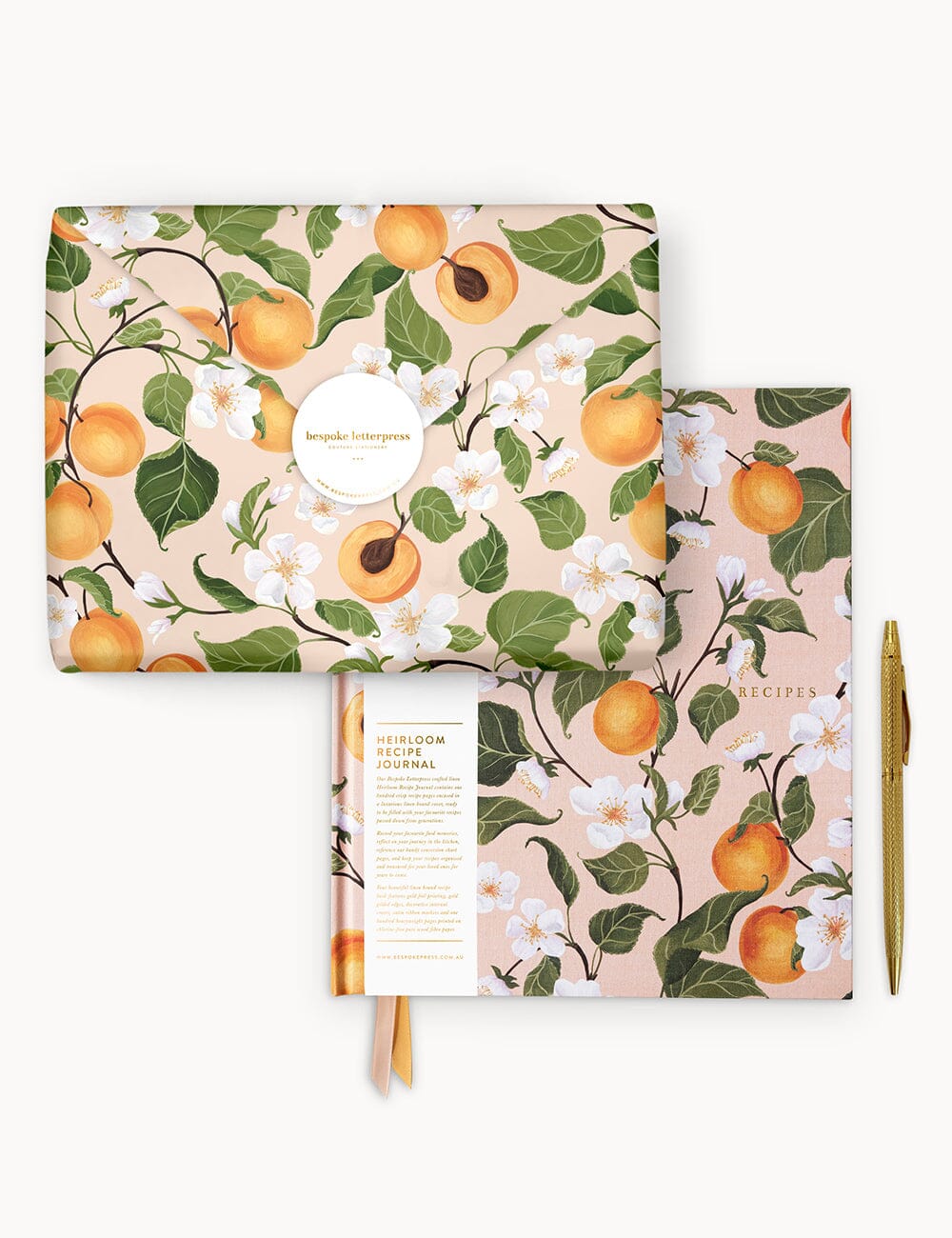Gift Set - Heirloom Recipe Book - Peaches Recipe Book Bespoke Letterpress