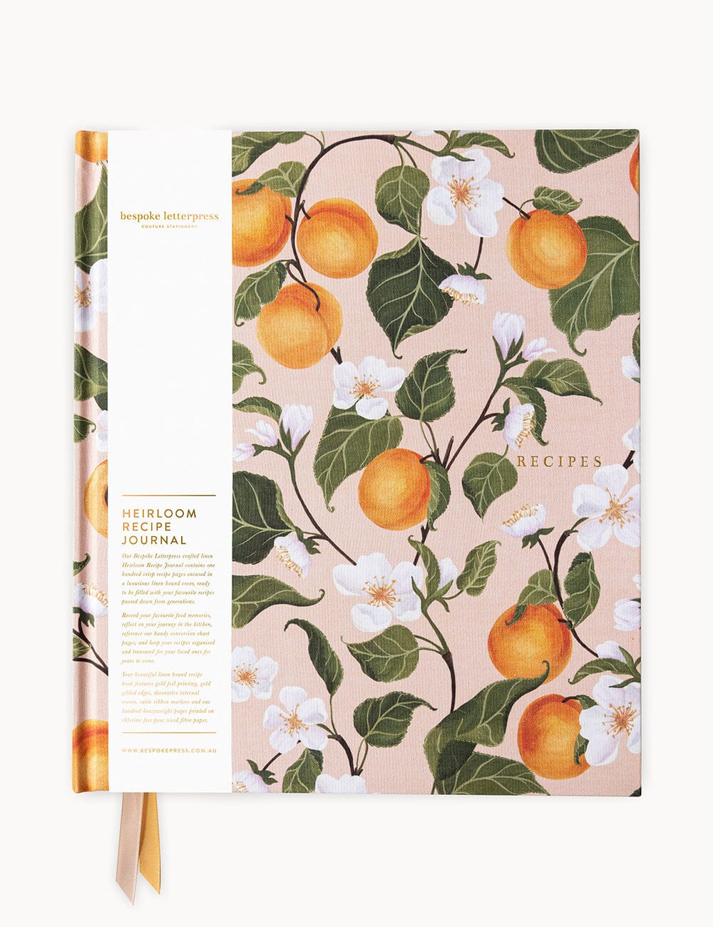 Heirloom Recipe Book Journal - Peaches Recipe Book Bespoke Letterpress
