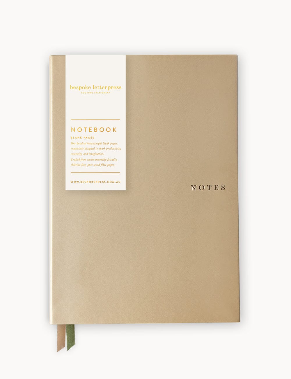 Champagne Soft Cover Notebook Workbook Bespoke Letterpress