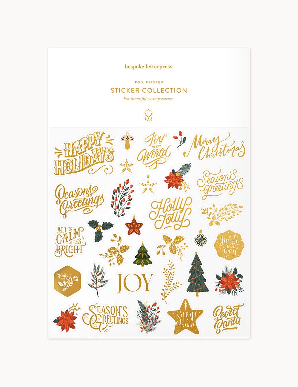 Christmas Greetings Sticker Sheet Stickers Bespoke Letterpress