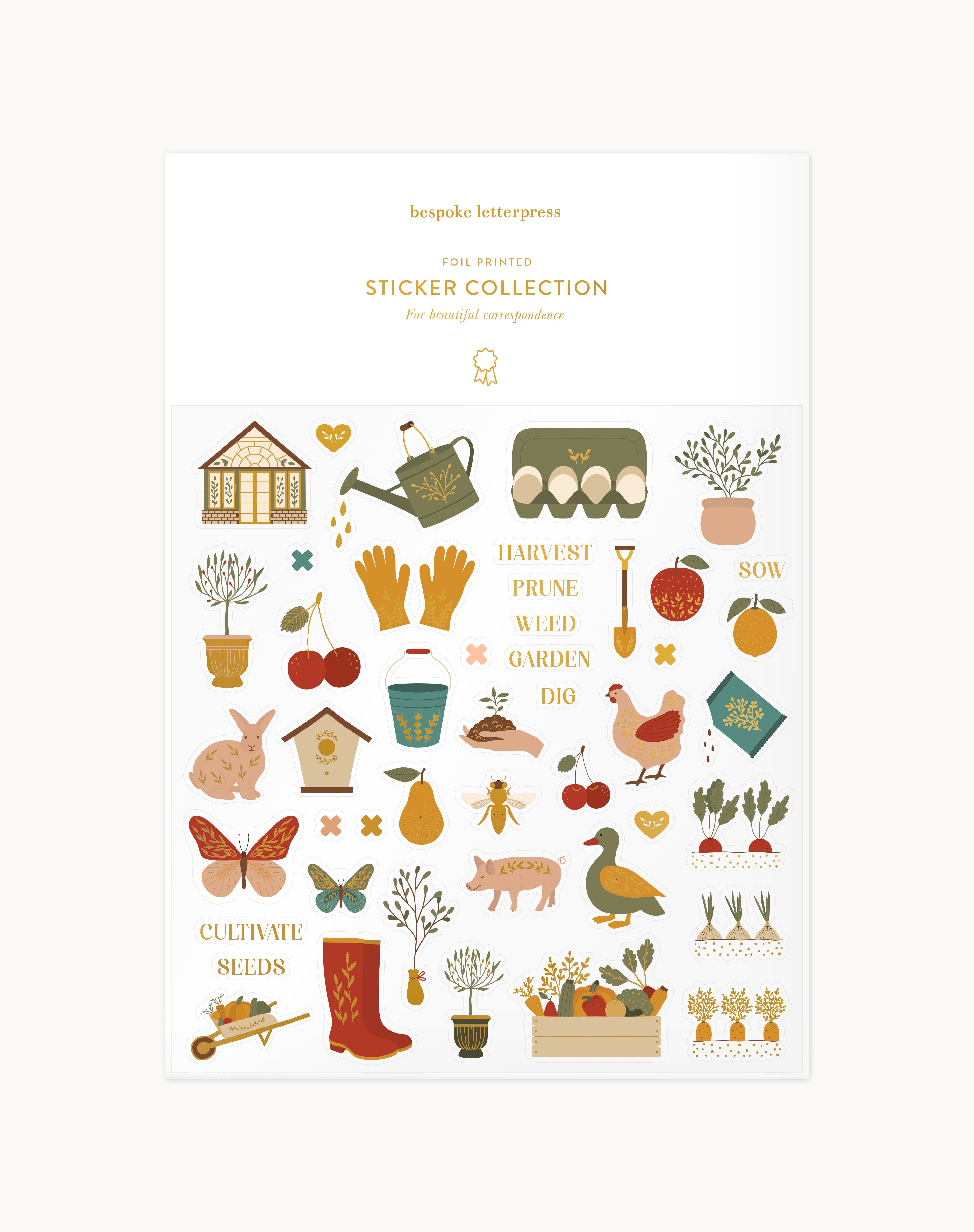 Gardening Sticker Sheet Stickers Bespoke Letterpress