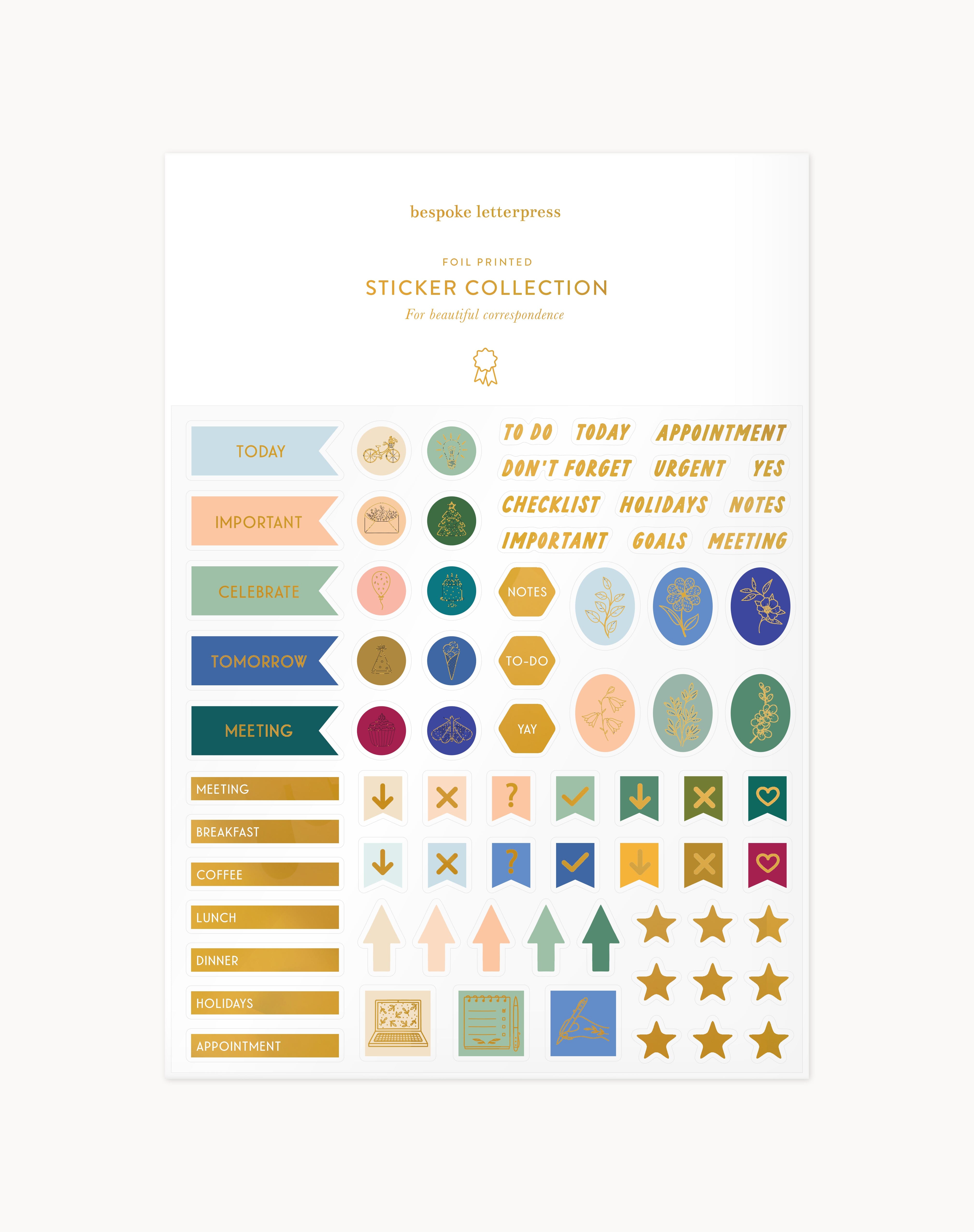 Functional Planning Sticker Sheet Stickers Bespoke Letterpress