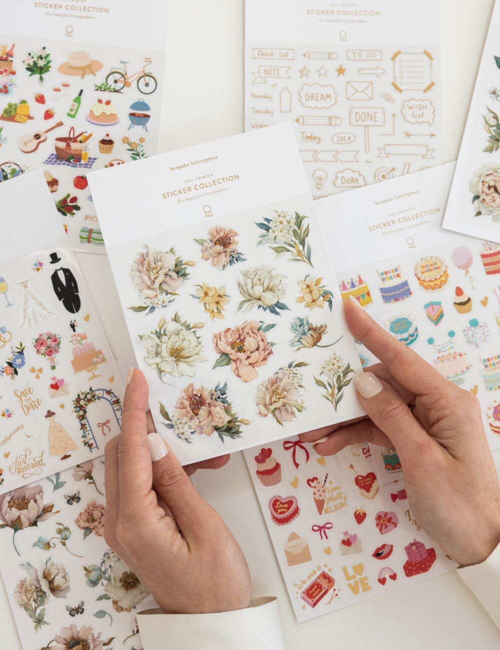 Promenade Peonies Sticker Sheet Stickers Bespoke Letterpress
