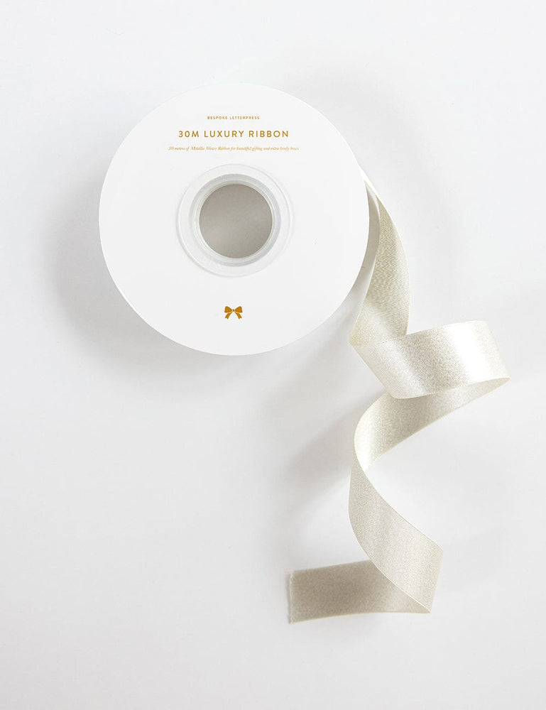 Silver Shimmer Satin Ribbon 30 Meters Shimmer Ribbon Bespoke Letterpress 