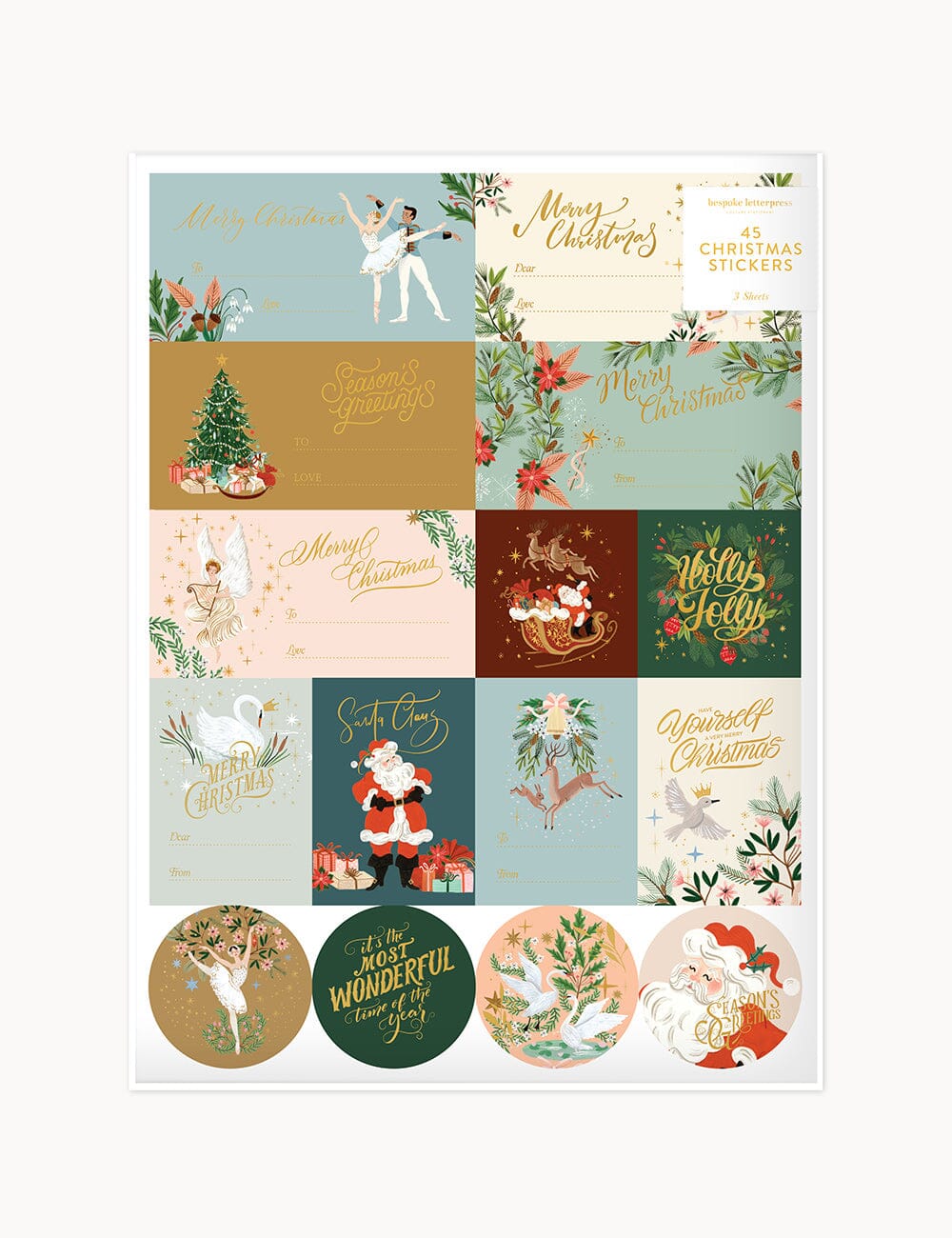 "An Enchanted" Christmas Stickers - 45 pack Stickers Bespoke Letterpress
