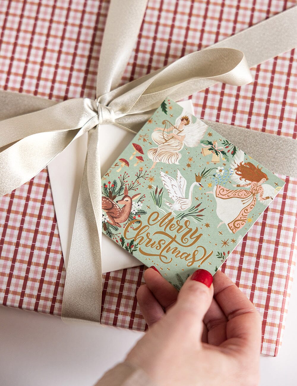 "Merry Christmas Angels" Small Christmas Card Christmas Cards Bespoke Letterpress