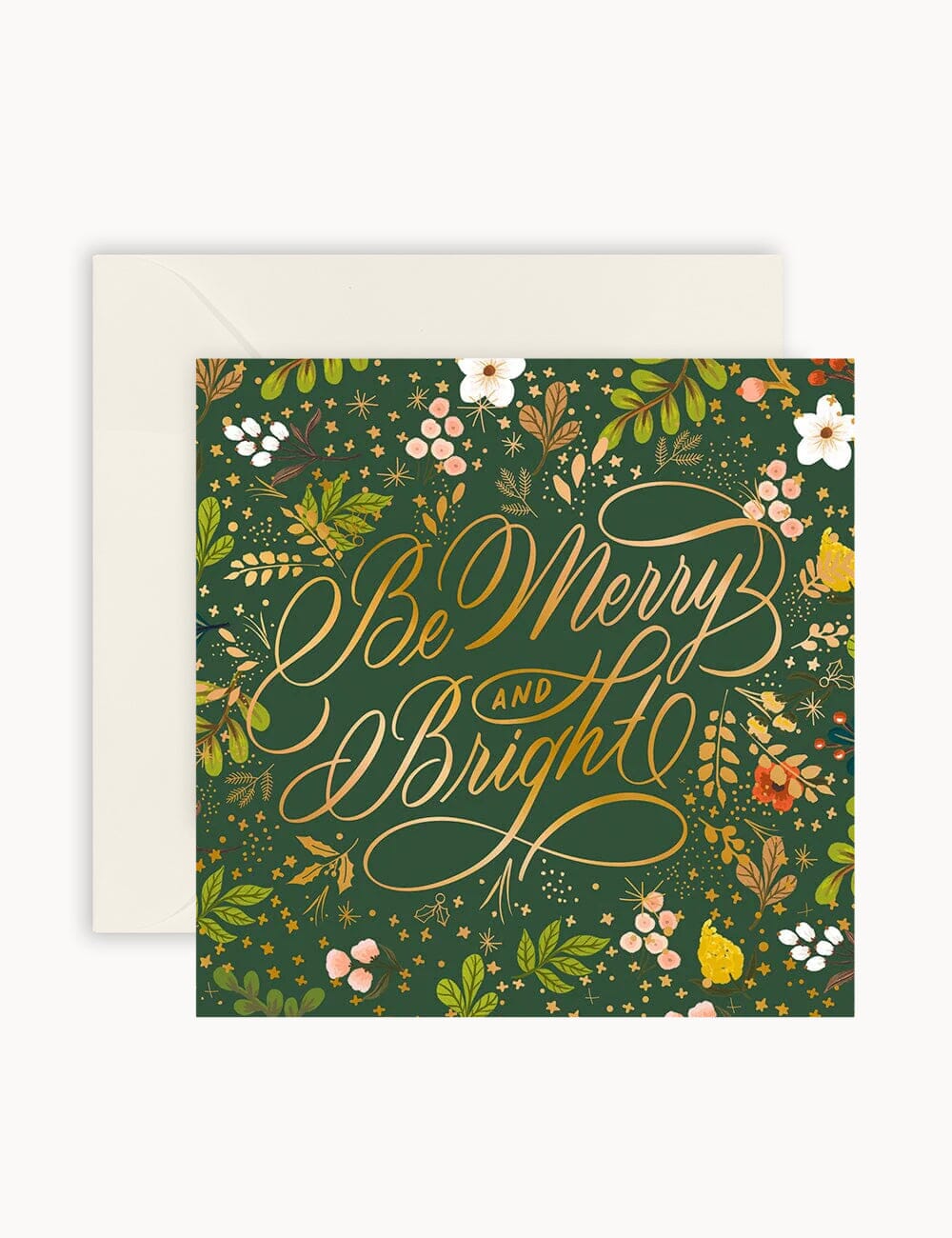 "Be Merry & Bright" Green Small Christmas Card Christmas Cards Bespoke Letterpress