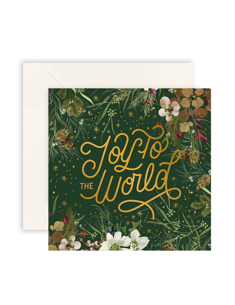 "Joy to the World" Green Small Christmas Card