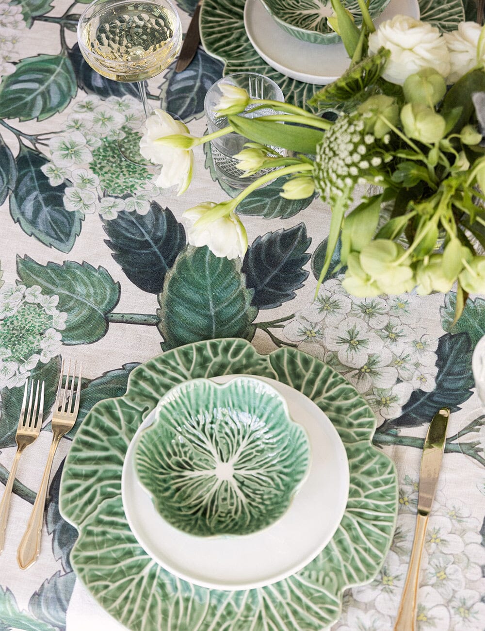 Hydrangea Linen Tablecloth Tablecloth Bespoke Letterpress