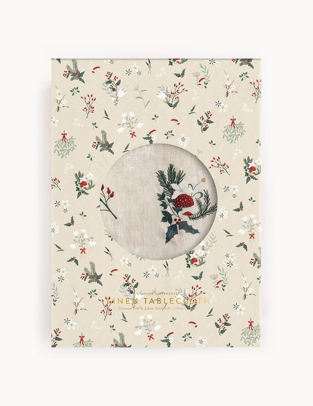 Heirloom Christmas Holly Linen Tablecloth Tablecloth Bespoke Letterpress
