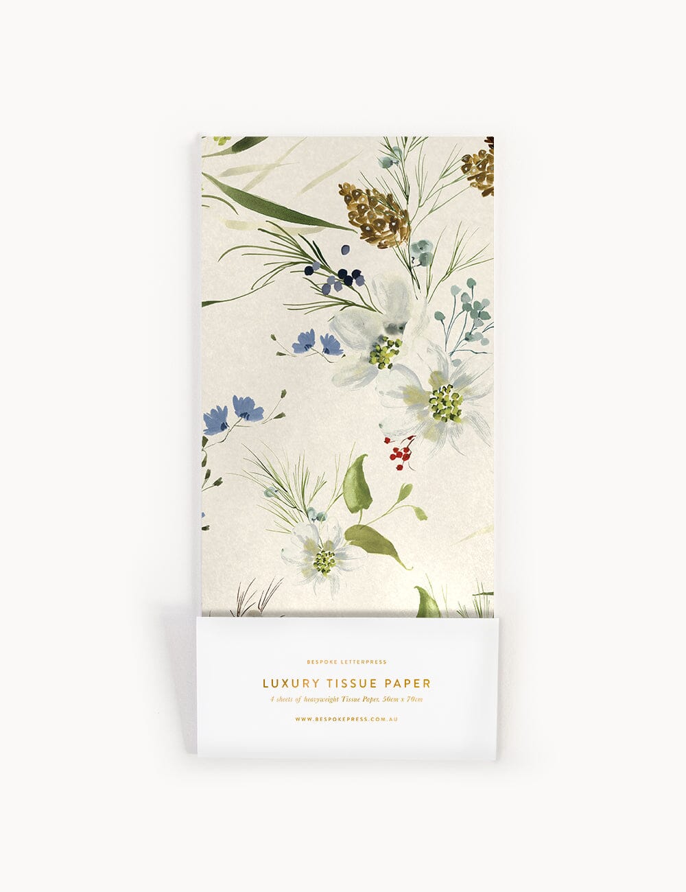 4pk Tissue Paper - A Christmas Garden (Cream) Tissue Paper Bespoke Letterpress