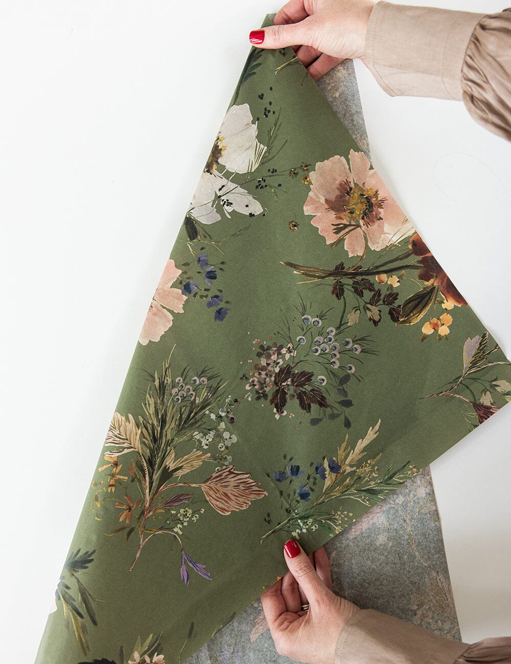 4pk Tissue Paper - Vintage Botanical (Olive) Tissue Paper Bespoke Letterpress