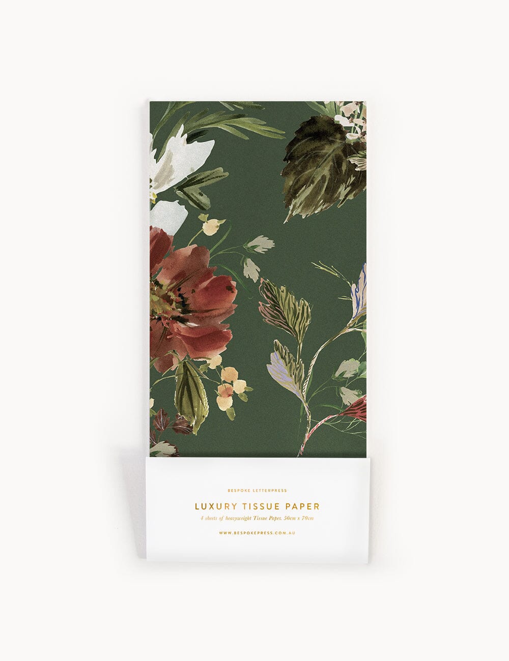 4pk Tissue Paper - Vintage Botanical (Olive) Tissue Paper Bespoke Letterpress