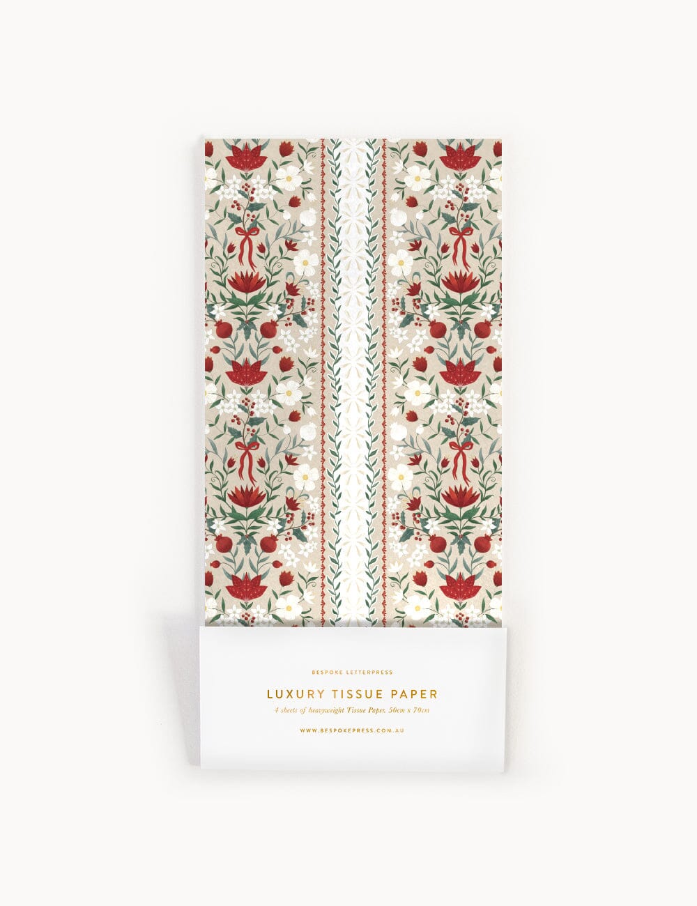 4pk Tissue Paper - Festive Florals Tissue Paper Bespoke Letterpress