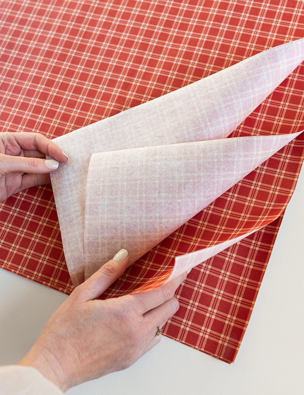 4pk Tissue Paper - Christmas Red Check Tissue Paper Bespoke Letterpress