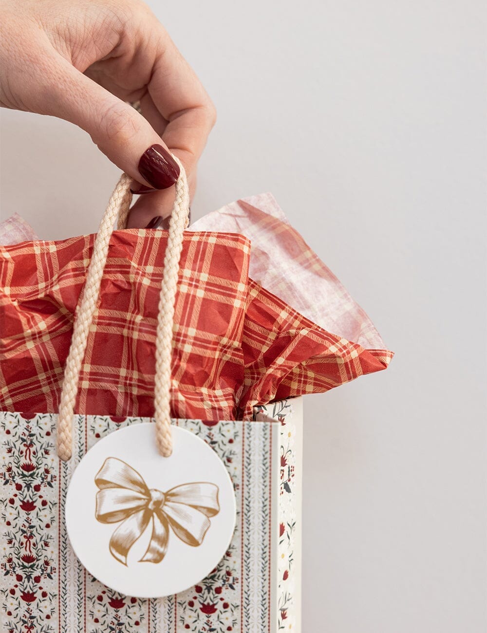 30pk Tissue Paper - Christmas Red Check Tissue Paper Bespoke Letterpress