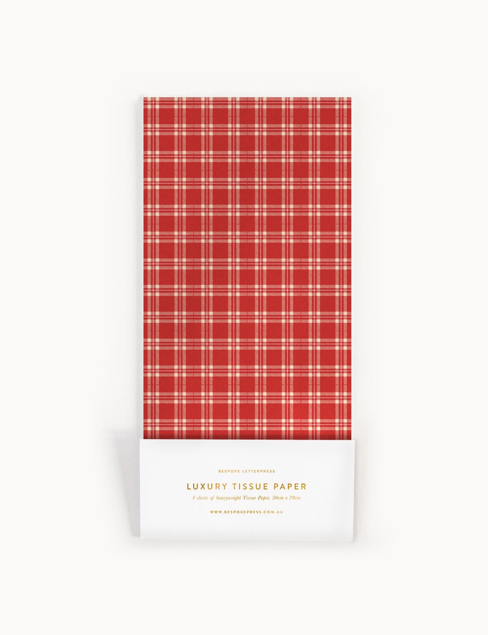 4pk Tissue Paper - Christmas Red Check Tissue Paper Bespoke Letterpress