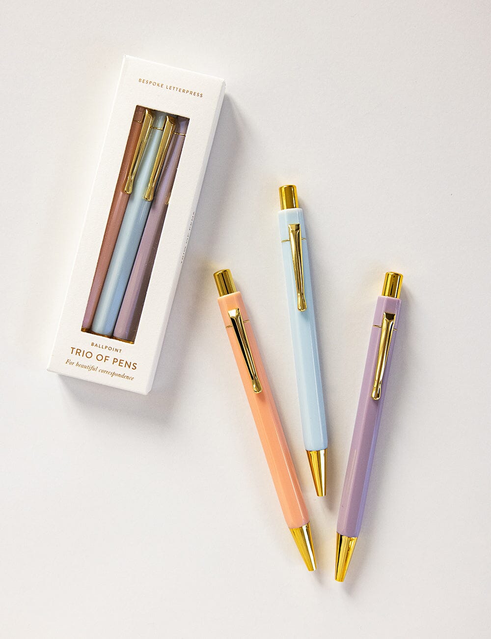 Pastel Trio of Pens (Boxed) Bespoke Letterpress