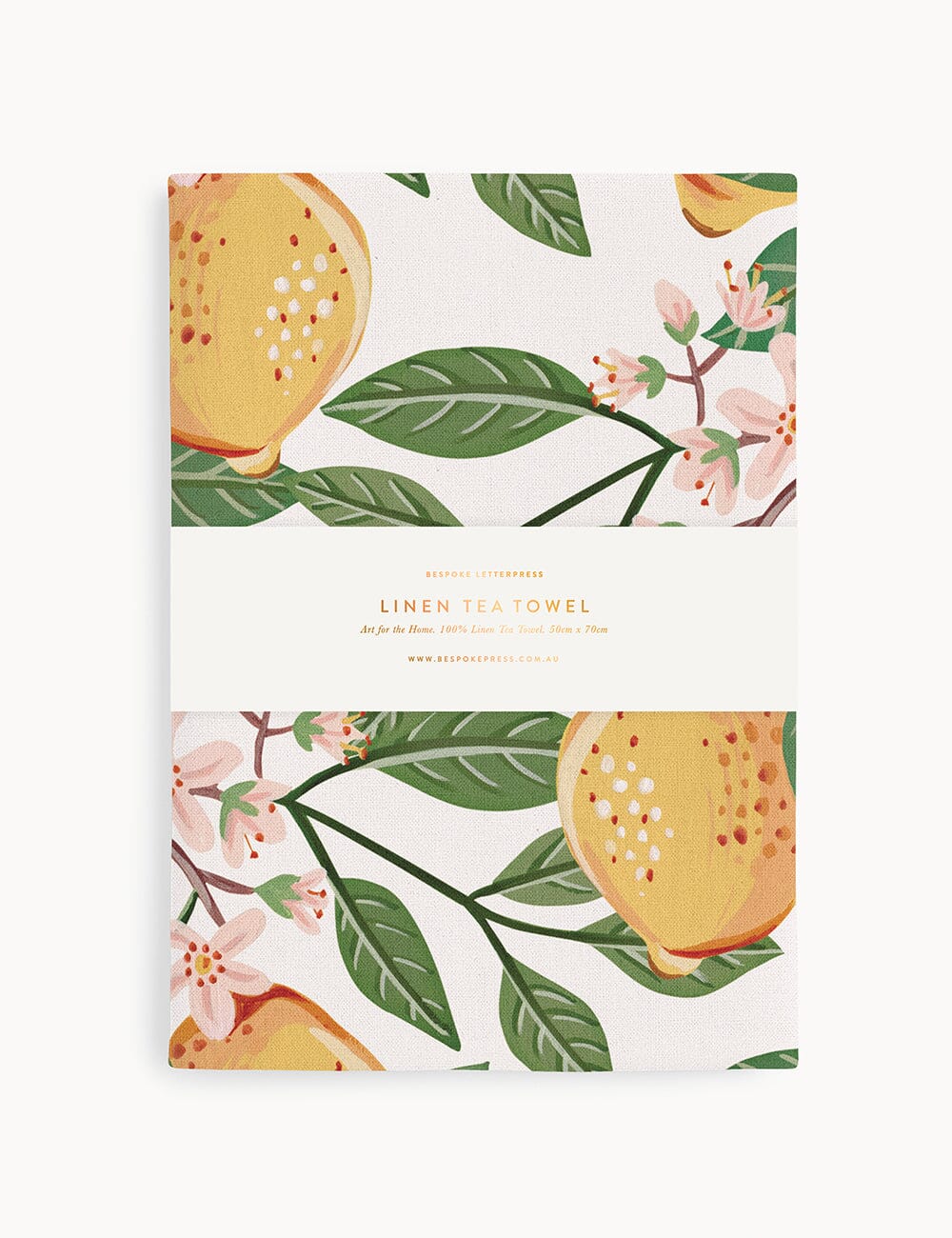 Lemons 100% Linen Tea Towel Tea Towel Bespoke Letterpress