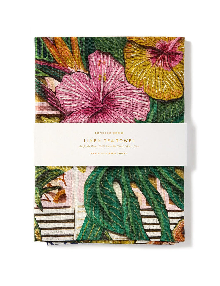 Tropical Paradise 100% Linen Tea Towel Tea Towel Bespoke Letterpress 