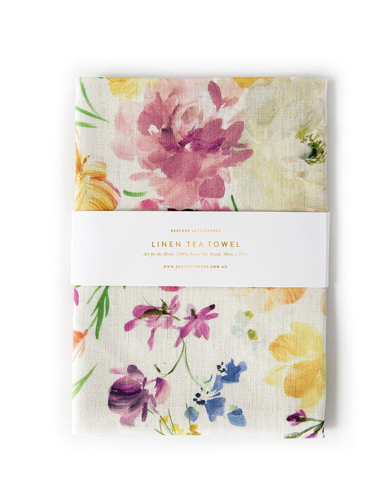 Ranunculus 100% Linen Tea Towel Tea Towel Bespoke Letterpress 