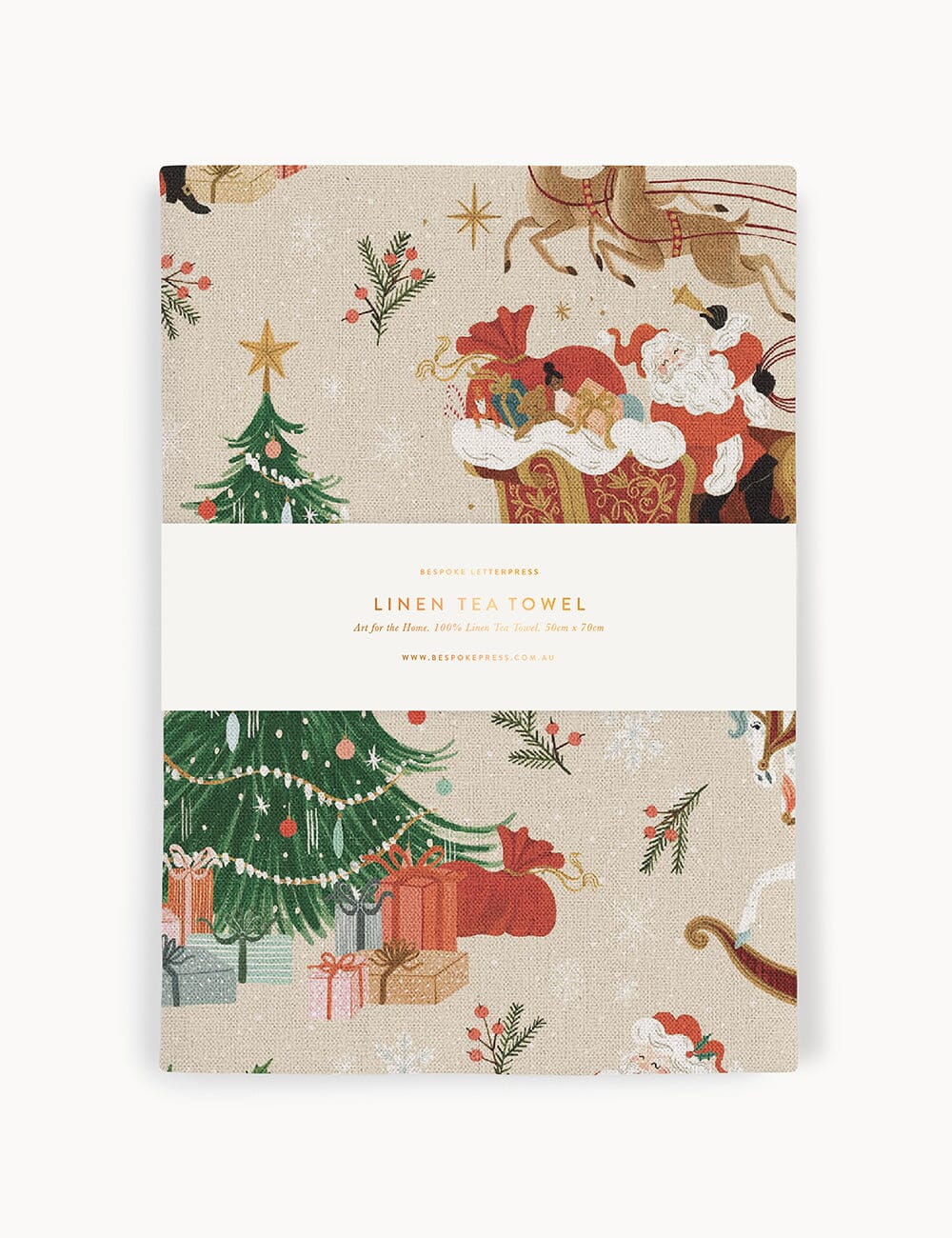 An Enchanted Christmas 100% Linen Tea Towel Tea Towel Bespoke Letterpress