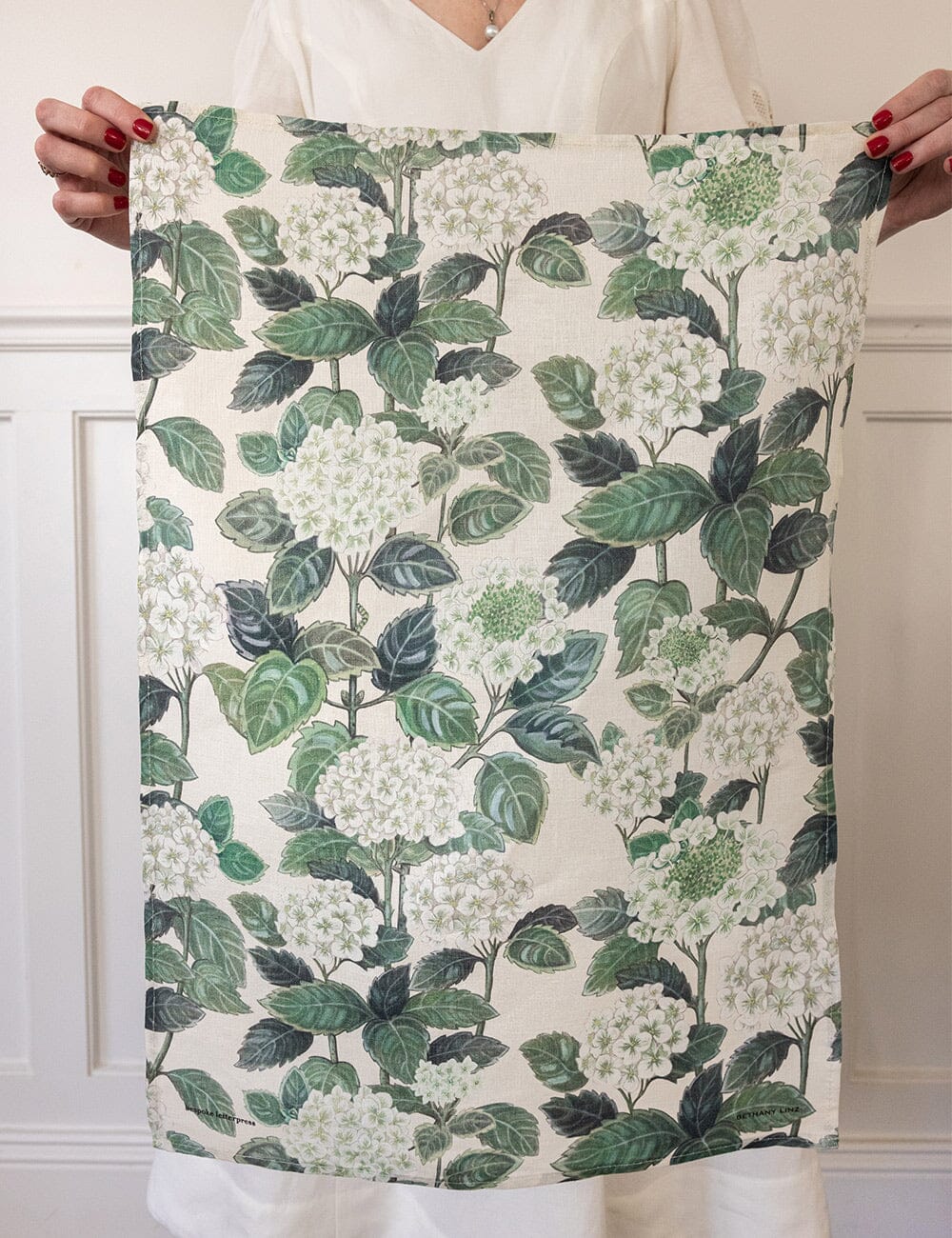 Hydrangea 100% Linen Tea Towel Tea Towel Bespoke Letterpress