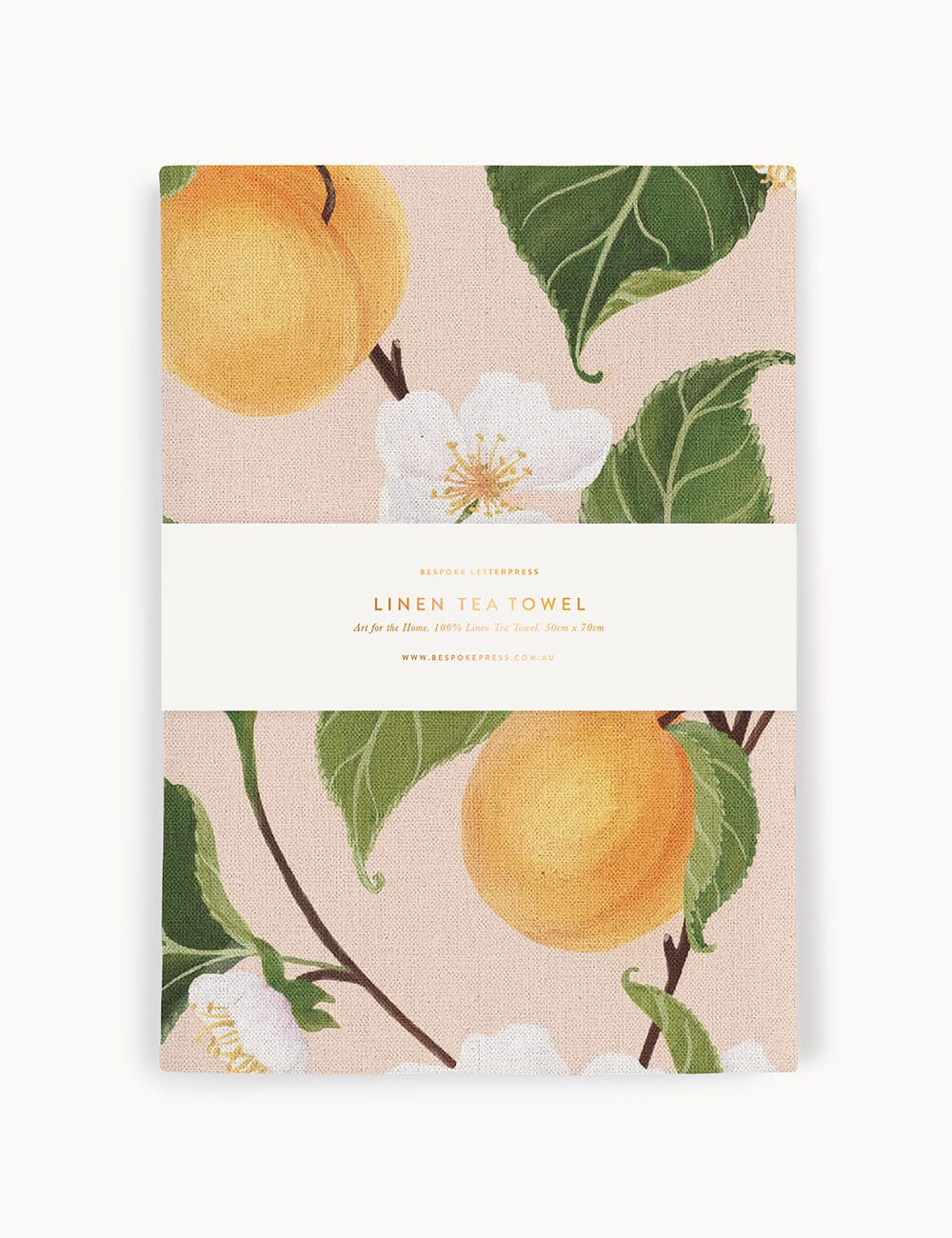 Peaches 100% Linen Tea Towel Tea Towel Bespoke Letterpress