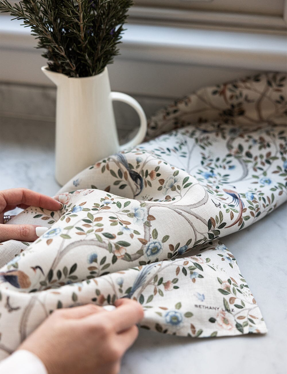 Camellia Tree 100% Linen Tea Towel Tea Towel Bespoke Letterpress