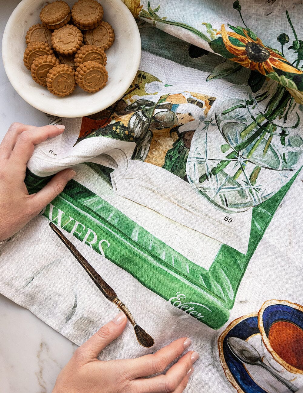 April Blooms 100% Linen Tea Towel