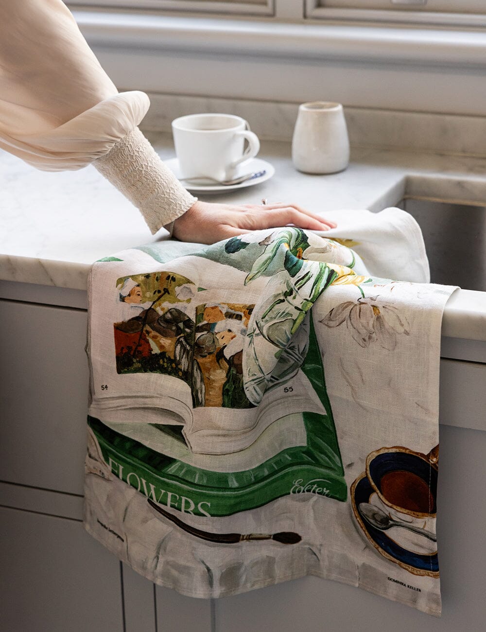 April Blooms 100% Linen Tea Towel