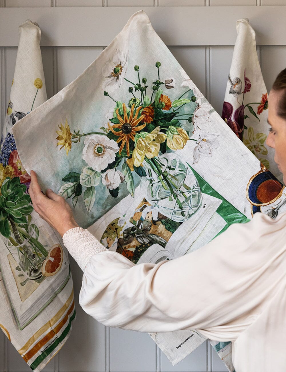 April Blooms 100% Linen Tea Towel