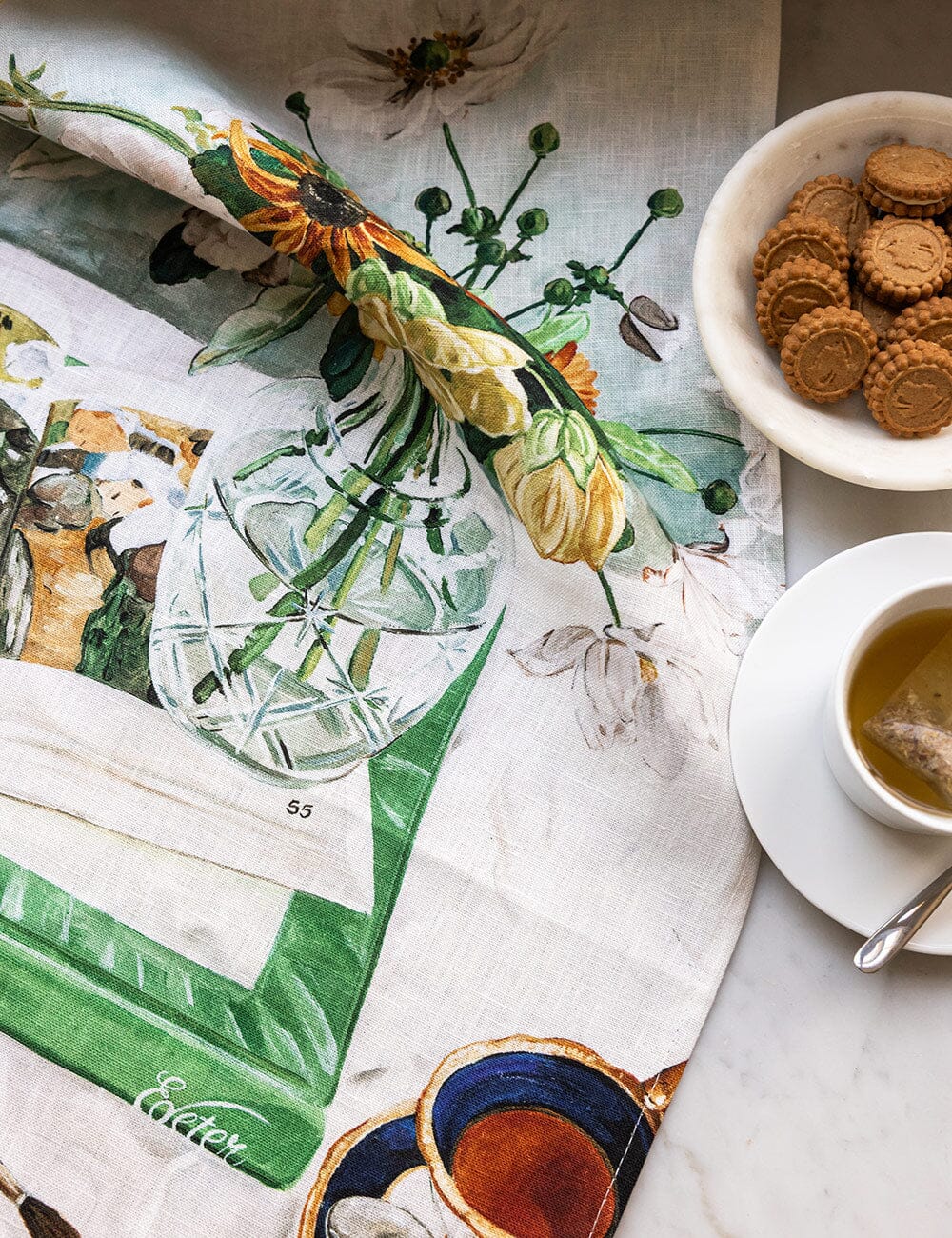 April Blooms 100% Linen Tea Towel