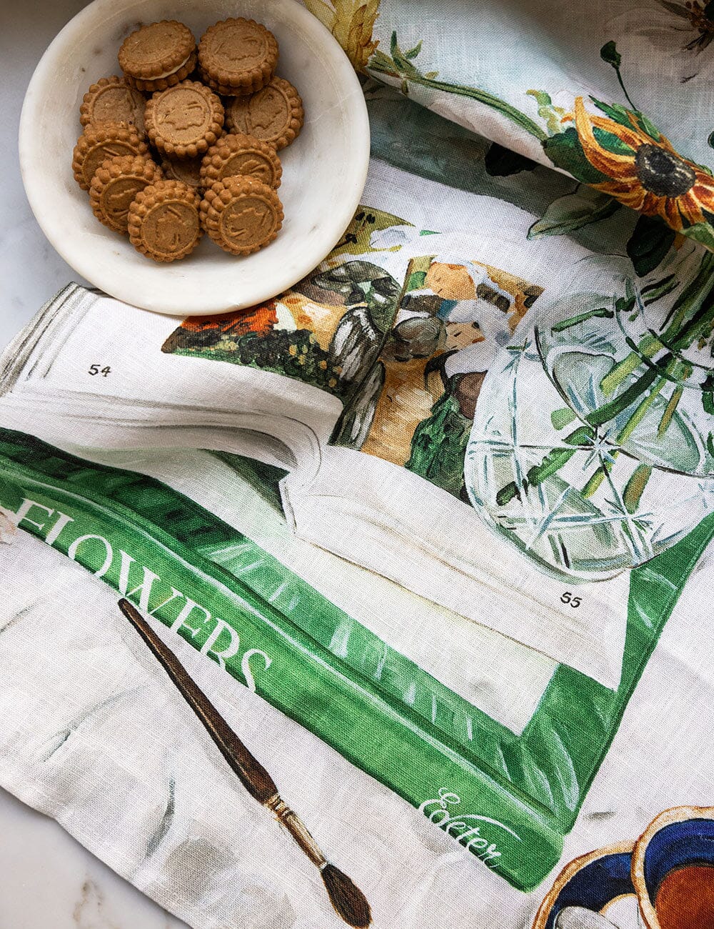 April Blooms 100% Linen Tea Towel