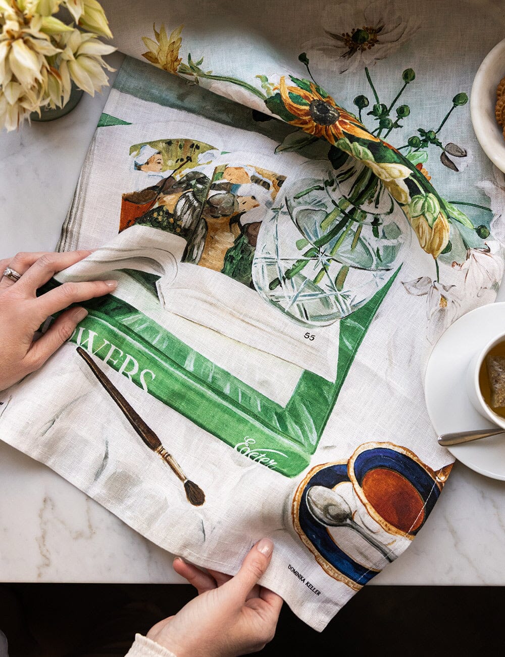 April Blooms 100% Linen Tea Towel