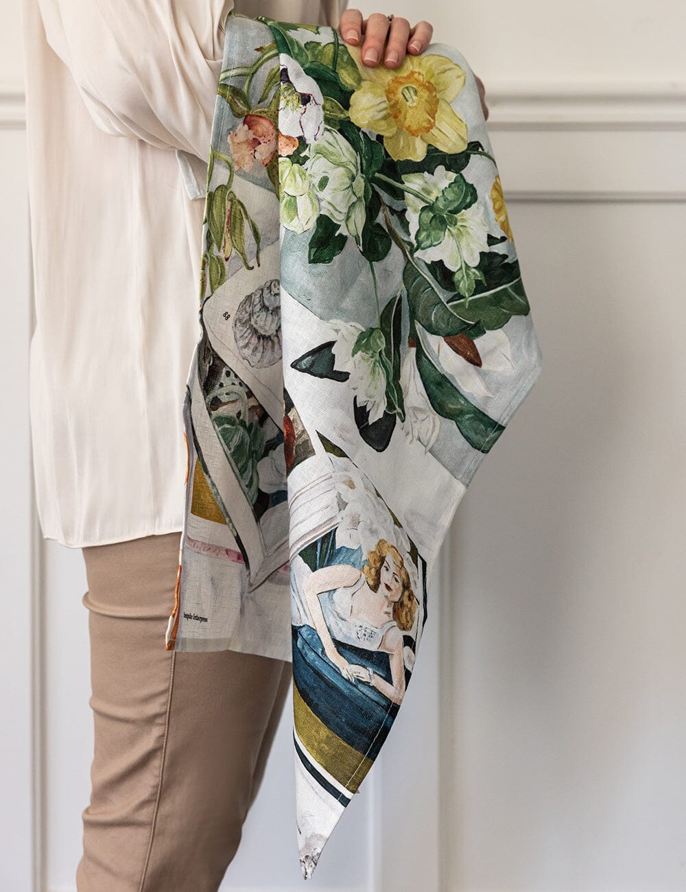 August Blooms 100% Linen Tea Towel