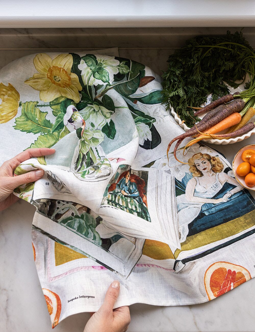 August Blooms 100% Linen Tea Towel Tea Towel Bespoke Letterpress