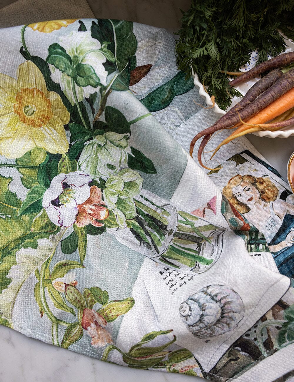 August Blooms 100% Linen Tea Towel