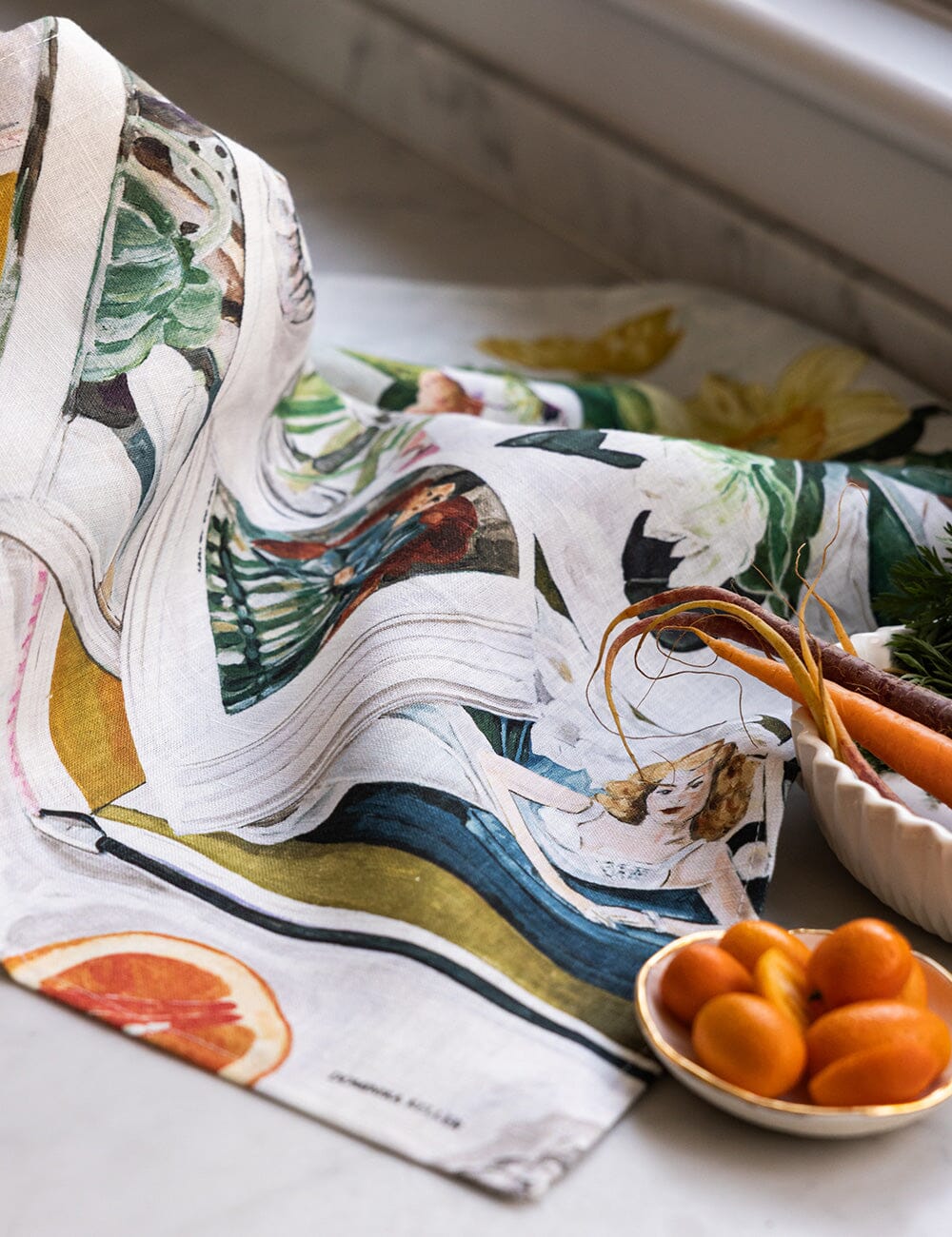 August Blooms 100% Linen Tea Towel