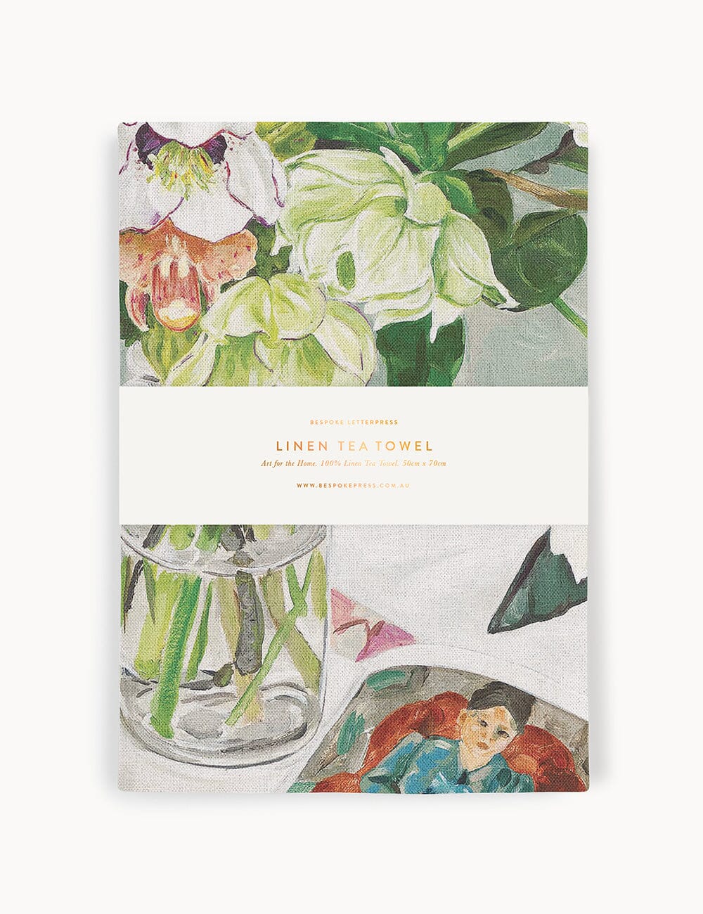 August Blooms 100% Linen Tea Towel